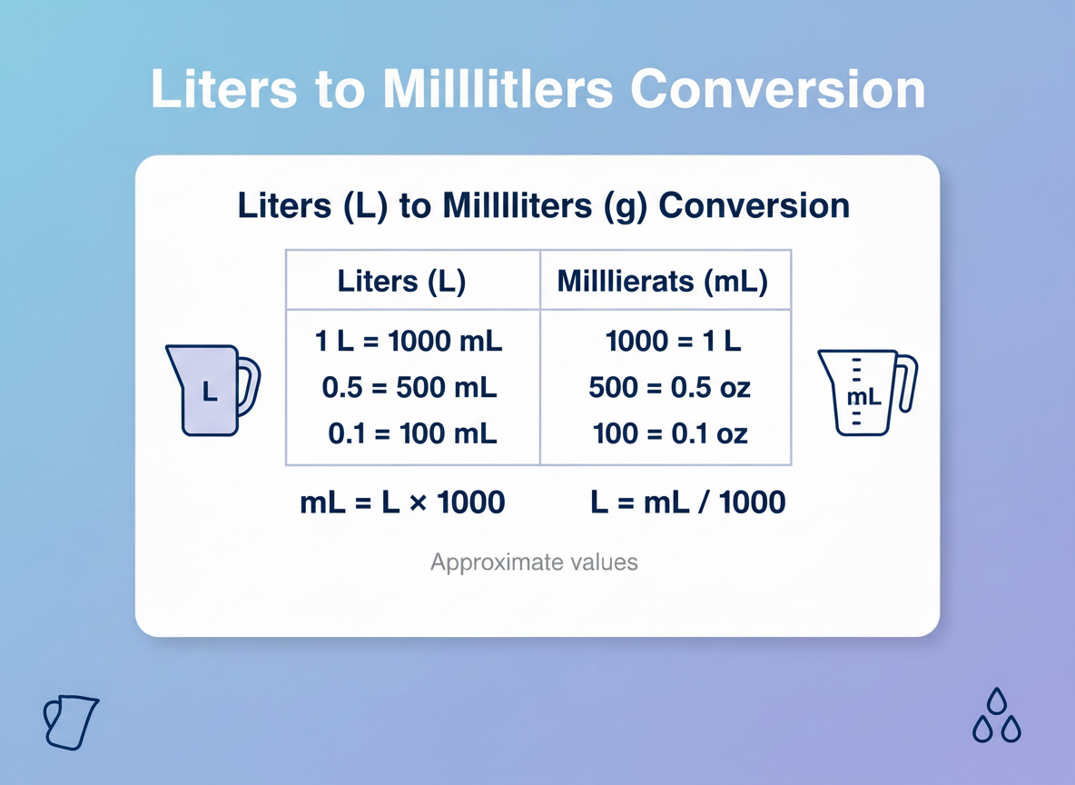 liters to milliliters conversion chart