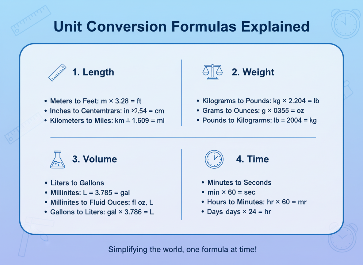 unit conversion formulas chart