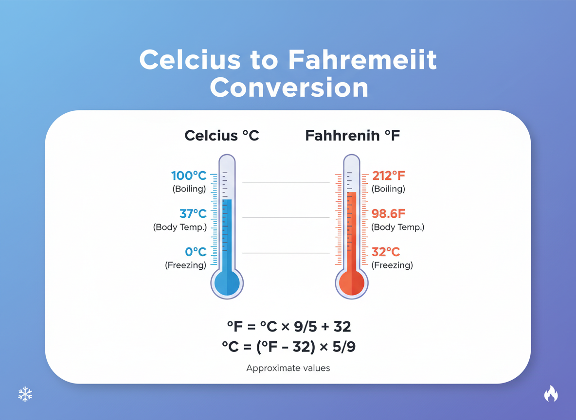 Celsius to Fahrenheit conversion chart