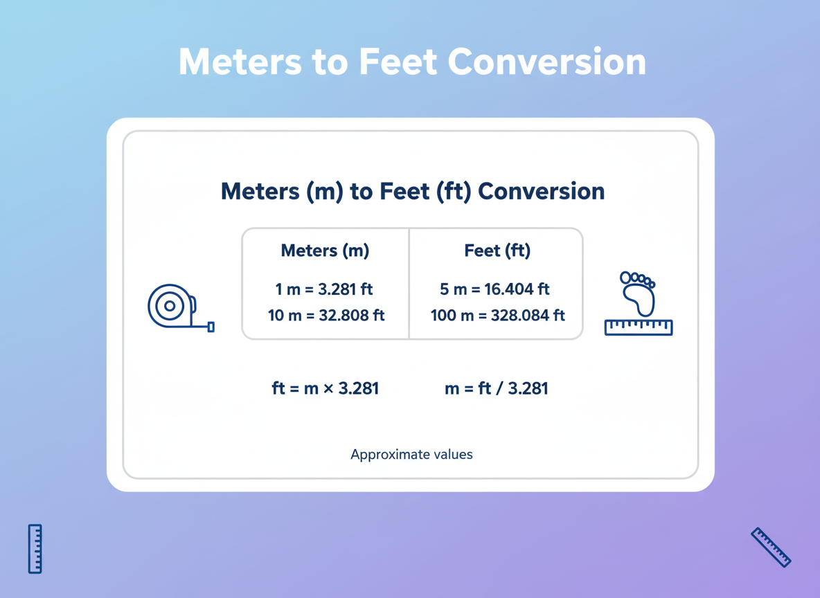 meters to feet conversion chart