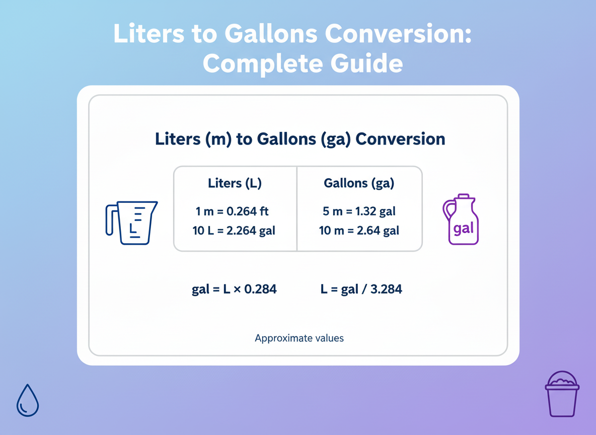 liters to gallons chart